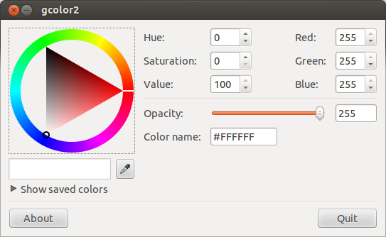 Capture d'écran de Gcolor2 sous Ubuntu 12.04