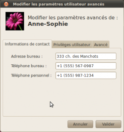 Onglet "Informations de contacts"